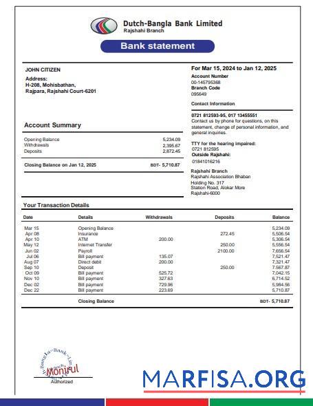 Realistic Germany Dutch bank statement 3 – 6 months Word and PDF example real example
